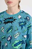 DeFacto Erkek Çocuk Pijama Takım Desenli Uzun Kollu Üst Beli Lastikli Uzun Alt D6322A824WNBE532