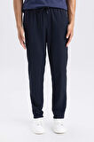 DeFacto Jogger Lacivert Pantolon Basic Düz Beli Lastikli Bağcıklı Cepli Düz Paça D8640AX24AUNV64