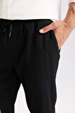 	Basic Düz Beli Lastikli Bağcıklı Cepli Jogger Düz Paça Lacivert Pantolon