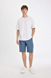 Regular Fit Düz Paça Gabardin Bermuda Şort