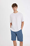 Regular Fit Düz Paça Gabardin Bermuda Şort