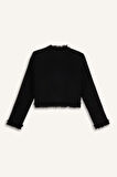 Crop Bisiklet Yaka Tweed Blazer Ceket
