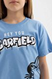 DeFacto Kız Çocuk Garfield Bisiklet Yaka Kısa Kollu Tişört C4478A824SMBE303