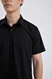 DeFacto Slim Fit Dar Kesim Yazlık Basic Düz %100 Pamuk Kısa Kollu Gömlek R1706AZ24SMBK81