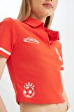 DeFacto Coool Fitted Polo Yaka Baskılı Ribana Kısa Kollu Tişört D1419AX24SMRD44