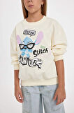 DeFacto Kız Çocuk Disney Lilo & Stitch Relax Fit Bisiklet Yaka Sweatshirt C9516A824AUER99