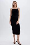 DeFacto Bodycon Askılı Midi Elbise C8948AX24SMBK81