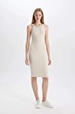 DeFacto Bodycon Halter Yaka Fitilli Kaşkorse Kolsuz Midi Elbise U8106AZ24SMER37