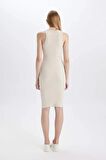 DeFacto Bodycon Halter Yaka Fitilli Kaşkorse Kolsuz Midi Elbise U8106AZ24SMER37