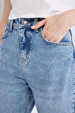 Lina Mom Fit Yüksek Bel Bilek Boy Jean Yıkamalı Pantolon