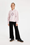 DeFacto Kız Çocuk Oversize Geniş Kalıp Kapüşonlu İşlemeli Kalın Sweatshirt D2885A824WNPN440