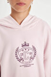 DeFacto Kız Çocuk Oversize Geniş Kalıp Kapüşonlu İşlemeli Kalın Sweatshirt D2885A824WNPN440