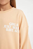 DeFacto Kız Çocuk Oversize Geniş Kalıp Bisiklet Yaka Sırt Baskılı Sweatshirt D3805A824WNOG294