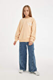 DeFacto Kız Çocuk Oversize Geniş Kalıp Bisiklet Yaka Sırt Baskılı Sweatshirt D3805A824WNOG294