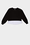 DeFacto Kız Çocuk Relax Fit Bisiklet Yaka Etek Ucu Detaylı Sweatshirt D0703A824AUBK81