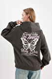 DeFacto Coool Oversize Geniş Kalıp Kapüşonlu Sırt Baskılı Kalın Sweatshirt C7860AX24WNAR82