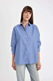 DeFacto Oversize Fit Poplin Uzun Kollu Gömlek D4899AX24AUBE270