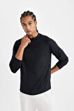 DeFactoFit Slim Fit Dik Yaka Baskılı Uzun Kollu Sporcu Tişört C9493AX24AUBK81