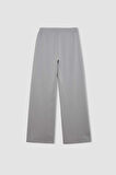 Wide Leg Cepli Basic Düz Geniş Bol Paça Gri Eşofman Altı