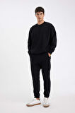 Standart Fit Fleto Cepli Esnek Paça Kalın Basic Sweatshirt Kumaşı Eşofman Altı