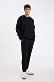 Standart Fit Fleto Cepli Esnek Paça Kalın Basic Sweatshirt Kumaşı Eşofman Altı