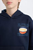 DeFacto Erkek Çocuk Lacivert Kapüşonlu Sırt Baskılı Sweatshirt D3048A824WNNV146