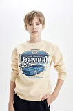 DeFacto Erkek Çocuk Bisiklet Yaka Baskılı Kalın Sweatshirt D3051A824WNBG357