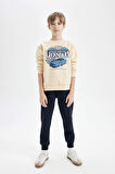 DeFacto Erkek Çocuk Bisiklet Yaka Baskılı Kalın Sweatshirt D3051A824WNBG357