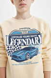 DeFacto Erkek Çocuk Bisiklet Yaka Baskılı Kalın Sweatshirt D3051A824WNBG357