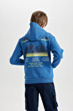 DeFacto Erkek Çocuk Kapüşonlu Sırt Baskılı Cepli Kalın Sweatshirt D3052A824WNBE776