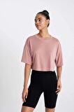 DeFactoFit Crop Bisiklet Yaka Sporcu Modal Kısa Kollu Tişört D2978AX24HSBR103