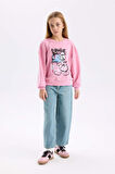 DeFacto Kız Çocuk Disney Mickey Mouse &Friends Relax Fit Bisiklet Yaka Sweatshirt D3114A824WNPN445