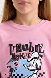 DeFacto Kız Çocuk Disney Mickey Mouse &Friends Relax Fit Bisiklet Yaka Sweatshirt D3114A824WNPN445