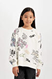 DeFacto Kız Çocuk Oversize Geniş Kalıp Bisiklet Yaka 3D Baskılı Sweatshirt D3113A824WNER99