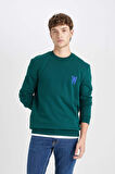 DeFacto New Regular Fit Bisiklet Yaka Baskılı Kalın Sweatshirt D3670AX24AUGN671