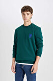 DeFacto New Regular Fit Bisiklet Yaka Baskılı Kalın Sweatshirt D3670AX24AUGN671