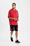 DeFactoFit NBA Houston Rockets Oversize Fit Kapüşonlu Kısa Kollu Tişört C9277AX24AUBR244