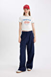 DeFacto Coool Wide Leg Geniş Bol Paça Normal Bel Pantolon Cepli Şerit Detaylı D4404AX24AUNV241