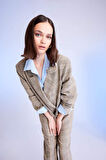 DeFacto Oversize Fit Ceket Yaka Tafta Blazer Ceket D4427AX24AUBG302