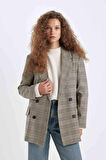 DeFacto Oversize Fit Ceket Yaka Tafta Blazer Ceket D4427AX24AUBG302