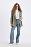 DeFacto Oversize Fit Ceket Yaka Tafta Blazer Ceket D4427AX24AUBG302