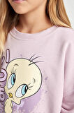 Kız Çocuk Looney Tunes Oversize Fit Bisiklet Yaka Sweatshirt