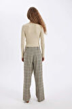 DeFacto Wide Leg Klasik Kumaş Pantolon Geniş Bol Paça Kareli Çift Cepli Yüksek Bel Piliseli Standart Boy D4439AX24AUBG302