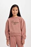 DeFacto Kız Çocuk Bisiklet Yaka Baskılı Selanik Kumaş Sweatshirt D4295A824WNBR165