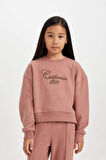DeFacto Kız Çocuk Bisiklet Yaka Baskılı Selanik Kumaş Sweatshirt D4295A824WNBR165