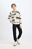 DeFacto Erkek Çocuk 2'li Takım Desenli Bisiklet Yaka Kalın Sweatshirt Beli Lastikli Jogger Eşofman Altı D3562A824WNER117