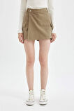 DeFacto Regular Fit Normal Bel Kargo Cepli Gabardin Şort Etek D4991AX24AUKH474
