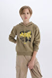 DeFacto Erkek Çocuk Kapüşonlu Baskılı Kalın Sweatshirt D3037A824WNKH488