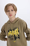 DeFacto Erkek Çocuk Kapüşonlu Baskılı Kalın Sweatshirt D3037A824WNKH488