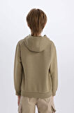 DeFacto Erkek Çocuk Kapüşonlu Baskılı Kalın Sweatshirt D3037A824WNKH488